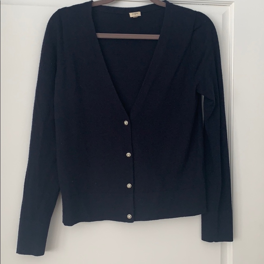 Navy J. Crew wool cardigan